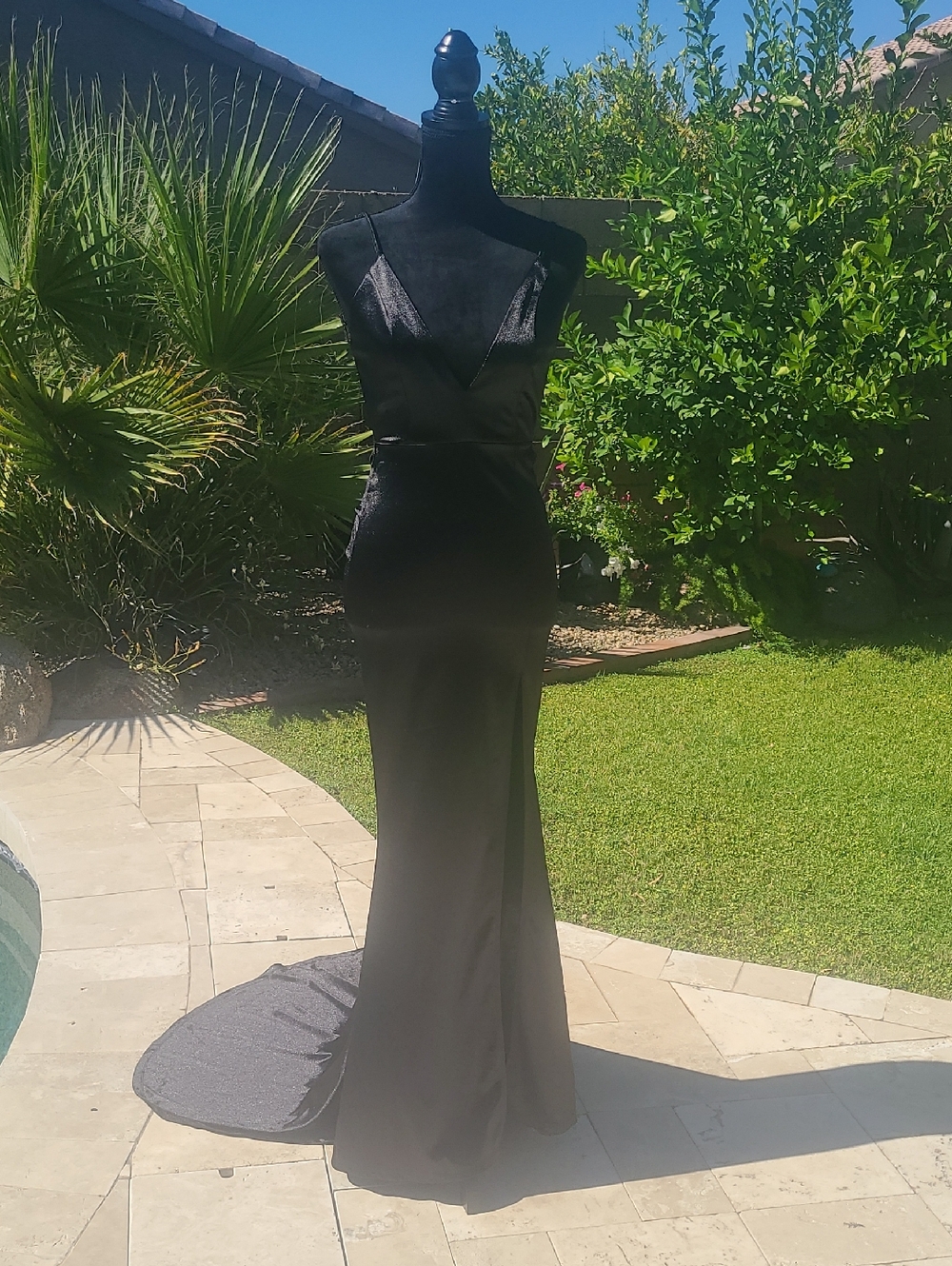 Elegant Black Satin Evening Gown